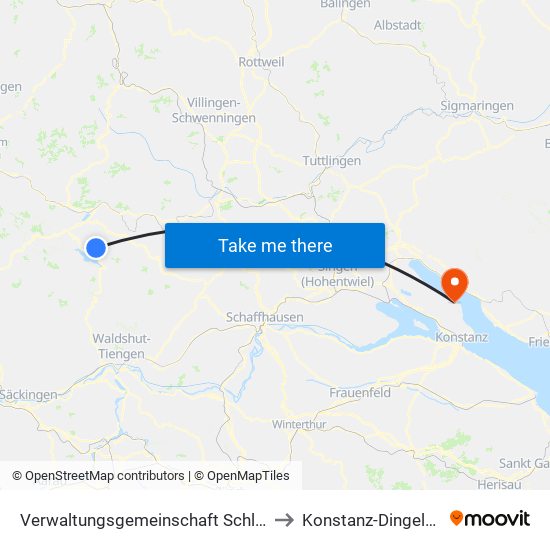 Verwaltungsgemeinschaft Schluchsee to Konstanz-Dingelsdorf map