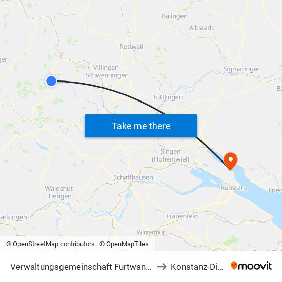 Verwaltungsgemeinschaft Furtwangen Im Schwarzwald to Konstanz-Dingelsdorf map