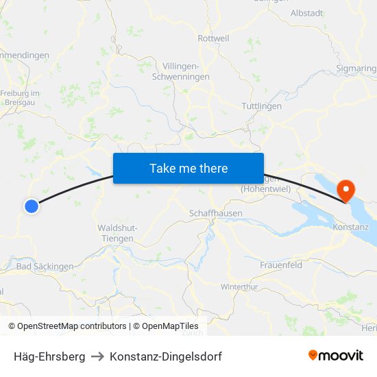 Häg-Ehrsberg to Konstanz-Dingelsdorf map