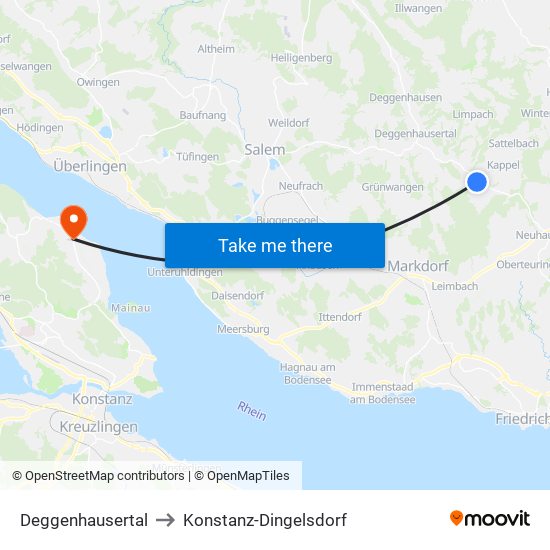 Deggenhausertal to Konstanz-Dingelsdorf map