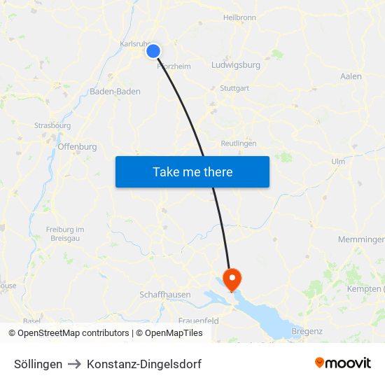 Söllingen to Konstanz-Dingelsdorf map