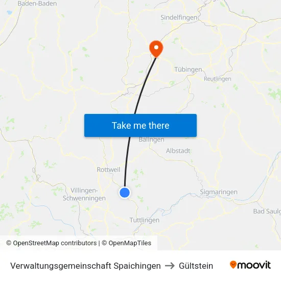 Verwaltungsgemeinschaft Spaichingen to Gültstein map