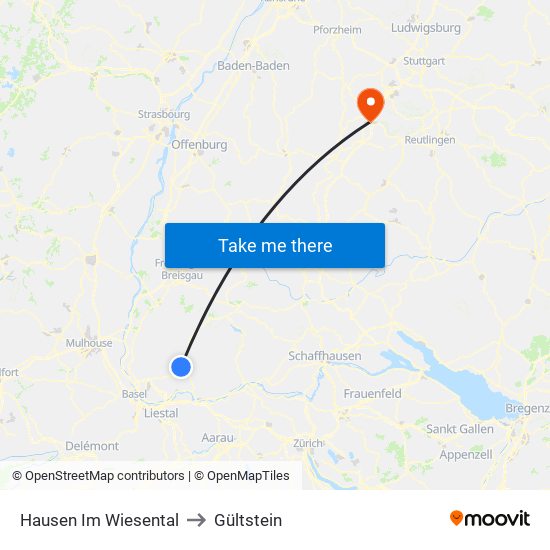 Hausen Im Wiesental to Gültstein map