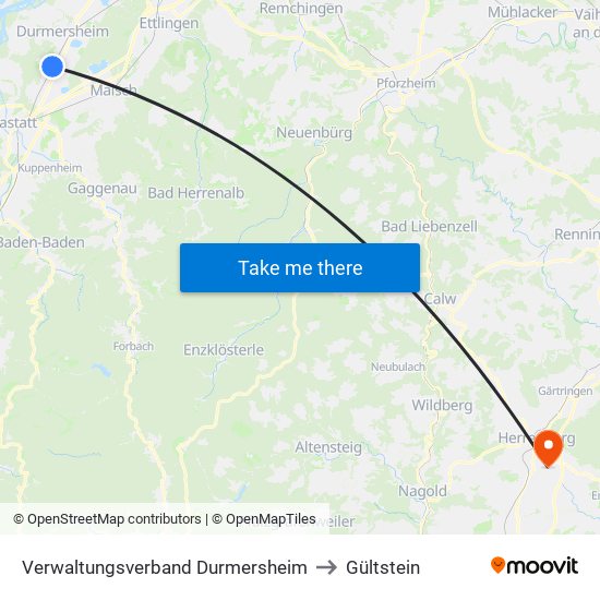 Verwaltungsverband Durmersheim to Gültstein map