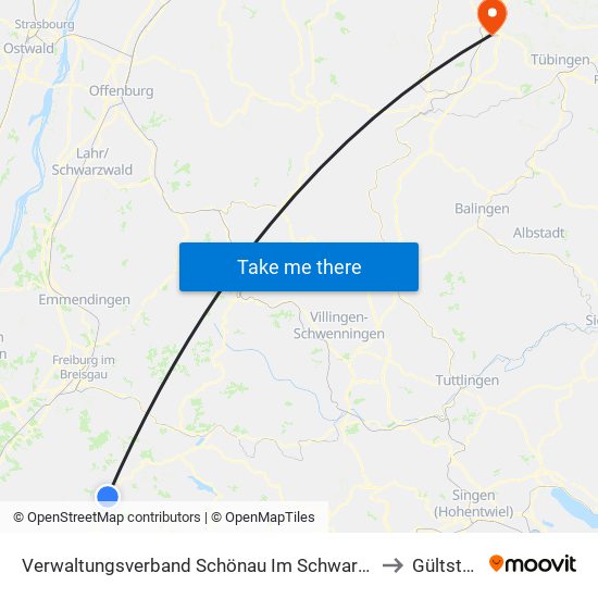 Verwaltungsverband Schönau Im Schwarzwald to Gültstein map