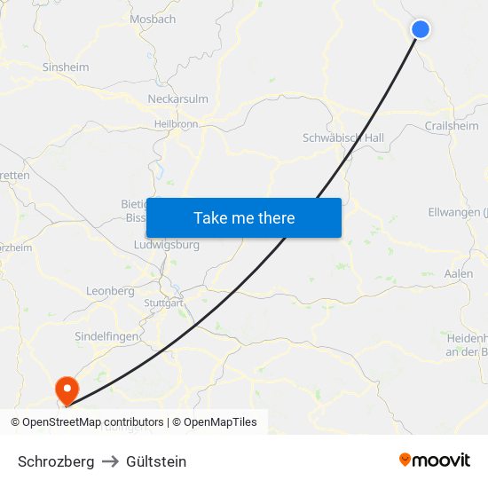 Schrozberg to Gültstein map
