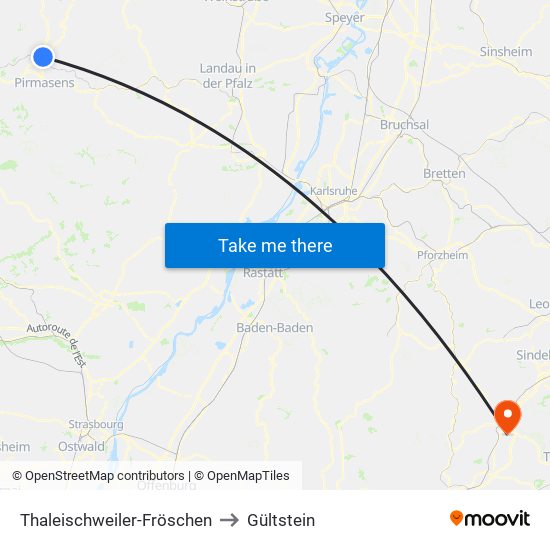 Thaleischweiler-Fröschen to Gültstein map