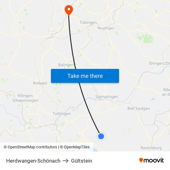 Herdwangen-Schönach to Gültstein map