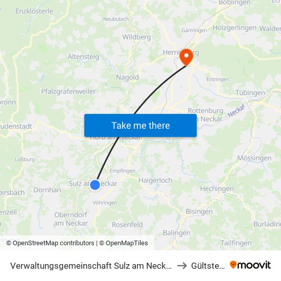 Verwaltungsgemeinschaft Sulz am Neckar to Gültstein map