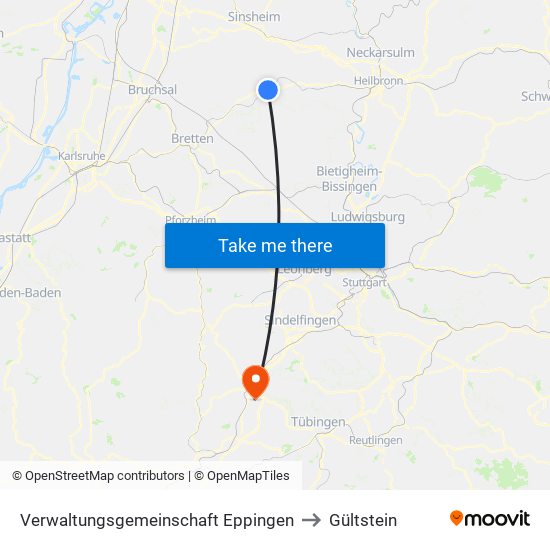 Verwaltungsgemeinschaft Eppingen to Gültstein map
