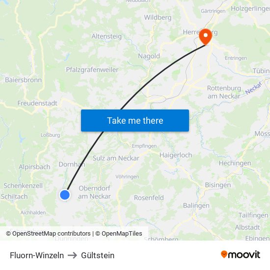 Fluorn-Winzeln to Gültstein map