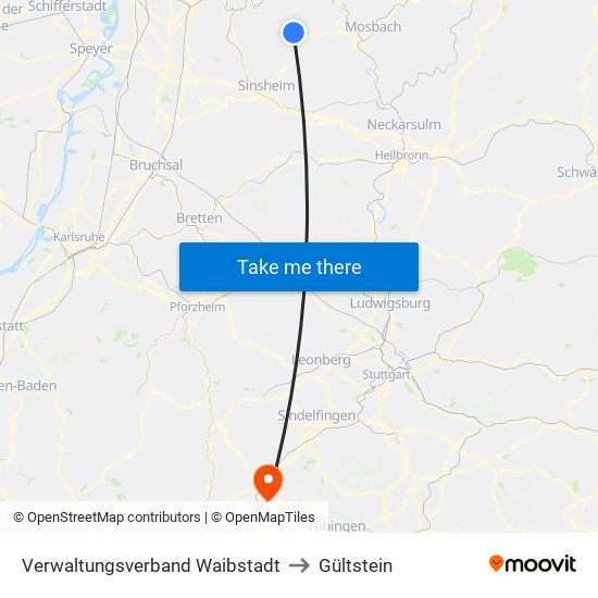 Verwaltungsverband Waibstadt to Gültstein map