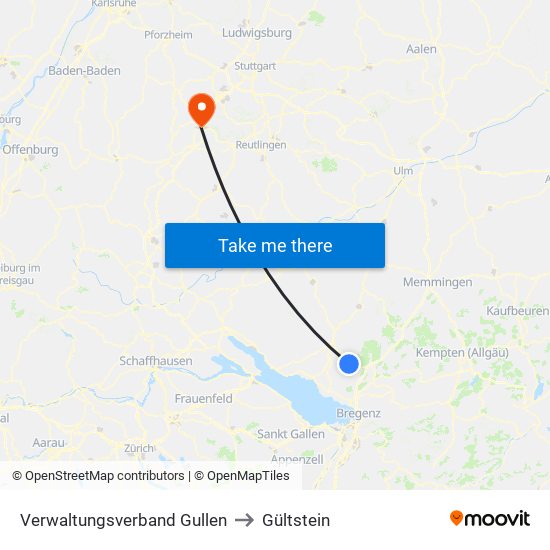 Verwaltungsverband Gullen to Gültstein map