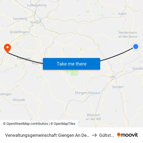 Verwaltungsgemeinschaft Giengen An Der Brenz to Gültstein map