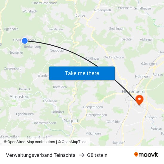 Verwaltungsverband Teinachtal to Gültstein map