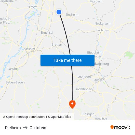 Dielheim to Gültstein map