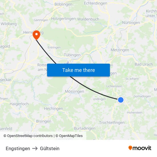 Engstingen to Gültstein map