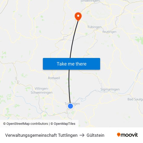 Verwaltungsgemeinschaft Tuttlingen to Gültstein map