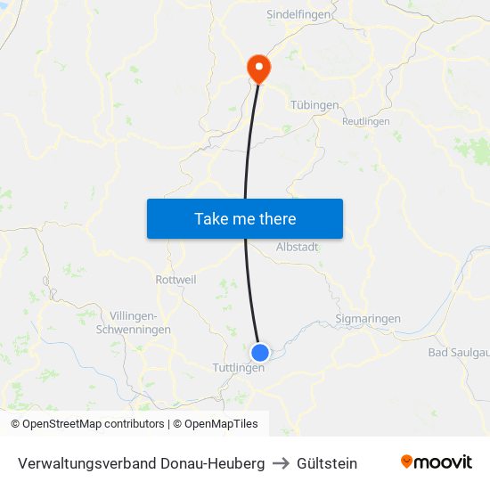 Verwaltungsverband Donau-Heuberg to Gültstein map