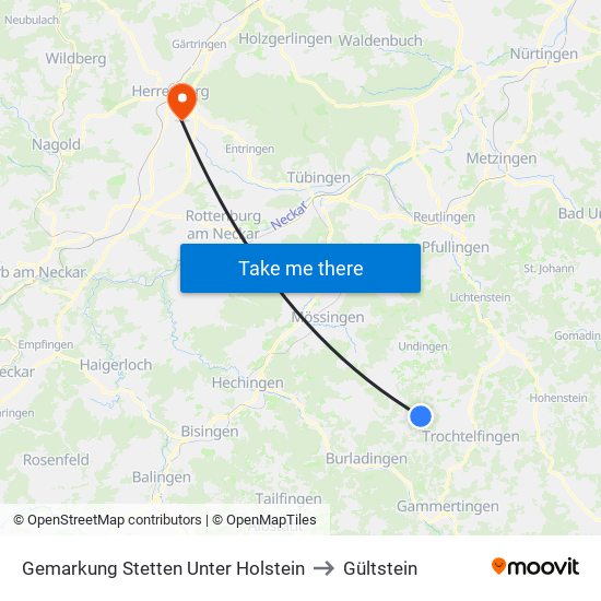 Gemarkung Stetten Unter Holstein to Gültstein map