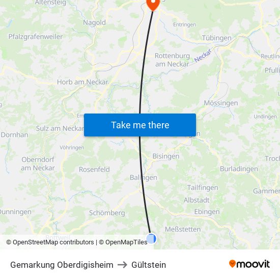 Gemarkung Oberdigisheim to Gültstein map
