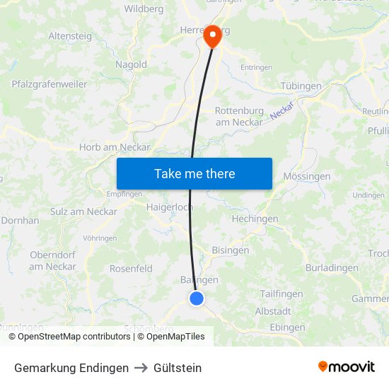 Gemarkung Endingen to Gültstein map
