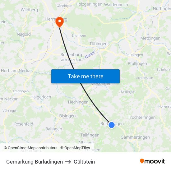 Gemarkung Burladingen to Gültstein map