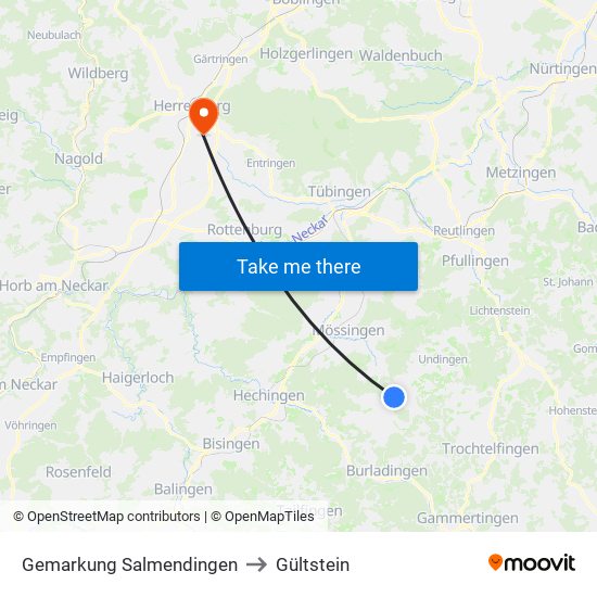 Gemarkung Salmendingen to Gültstein map