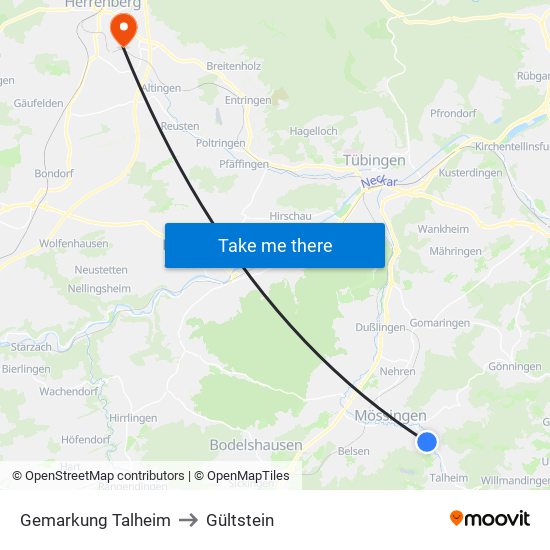 Gemarkung Talheim to Gültstein map