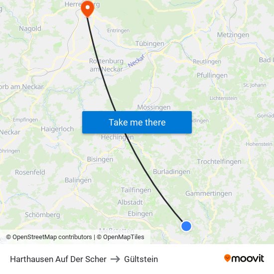 Harthausen Auf Der Scher to Gültstein map