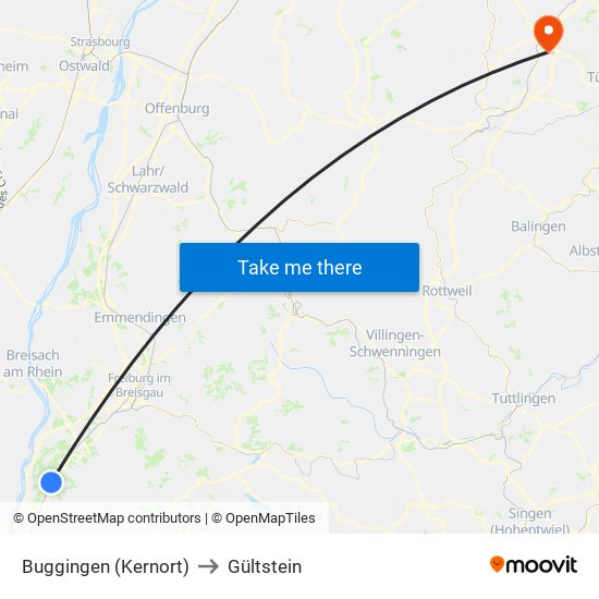 Buggingen (Kernort) to Gültstein map