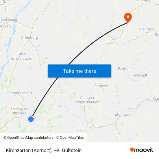 Kirchzarten (Kernort) to Gültstein map