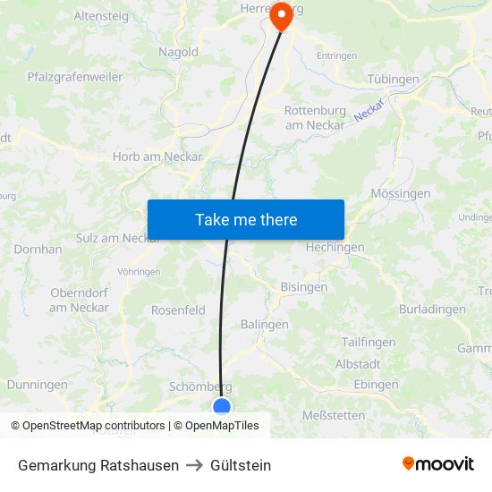 Gemarkung Ratshausen to Gültstein map
