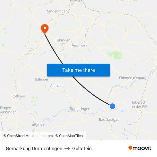 Gemarkung Dürmentingen to Gültstein map