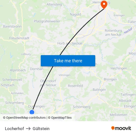 Locherhof to Gültstein map