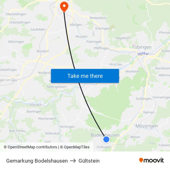 Gemarkung Bodelshausen to Gültstein map