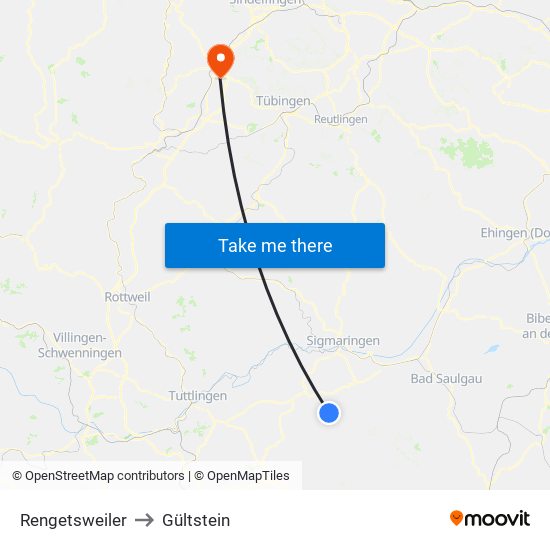 Rengetsweiler to Gültstein map