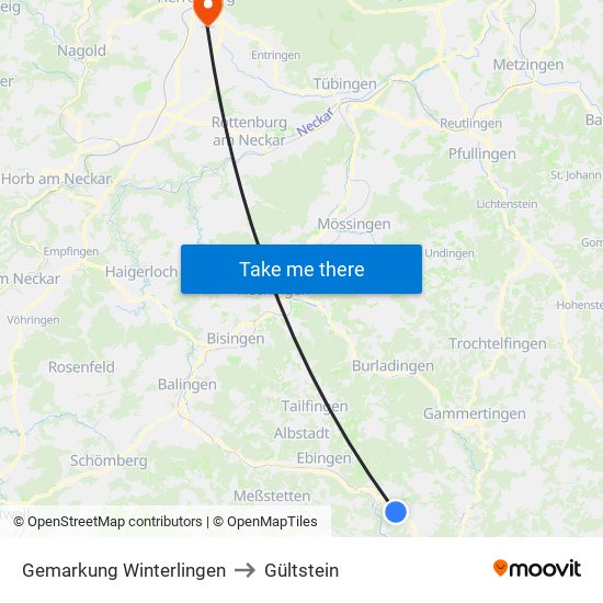 Gemarkung Winterlingen to Gültstein map