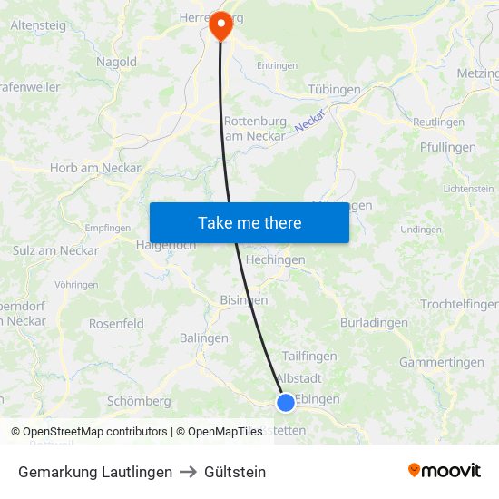 Gemarkung Lautlingen to Gültstein map