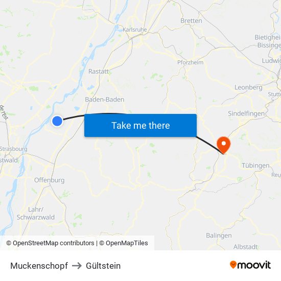 Muckenschopf to Gültstein map