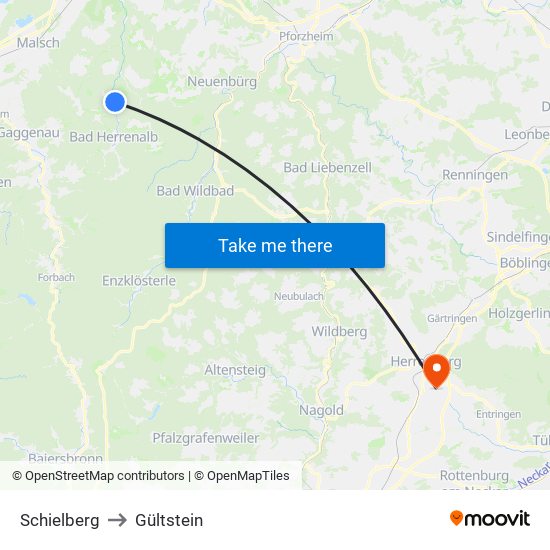 Schielberg to Gültstein map