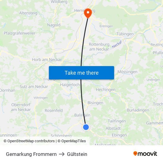 Gemarkung Frommern to Gültstein map