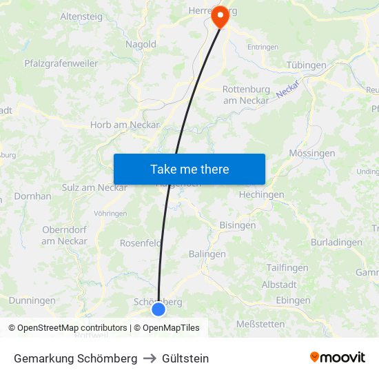 Gemarkung Schömberg to Gültstein map