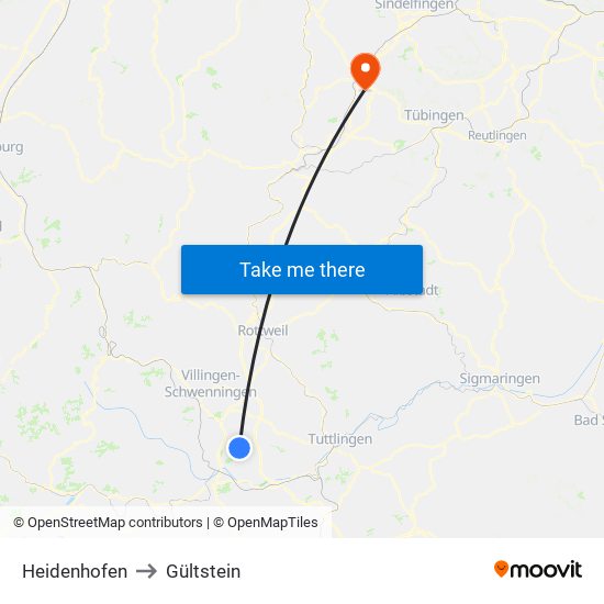 Heidenhofen to Gültstein map