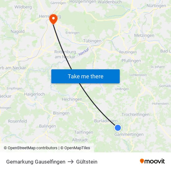 Gemarkung Gauselfingen to Gültstein map