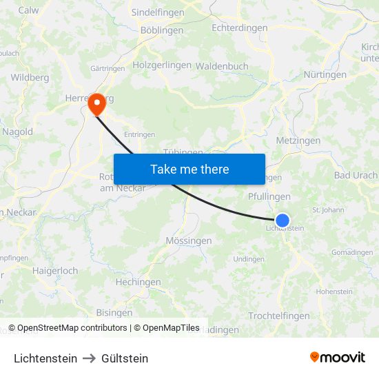 Lichtenstein to Gültstein map