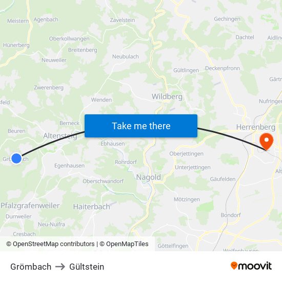 Grömbach to Gültstein map