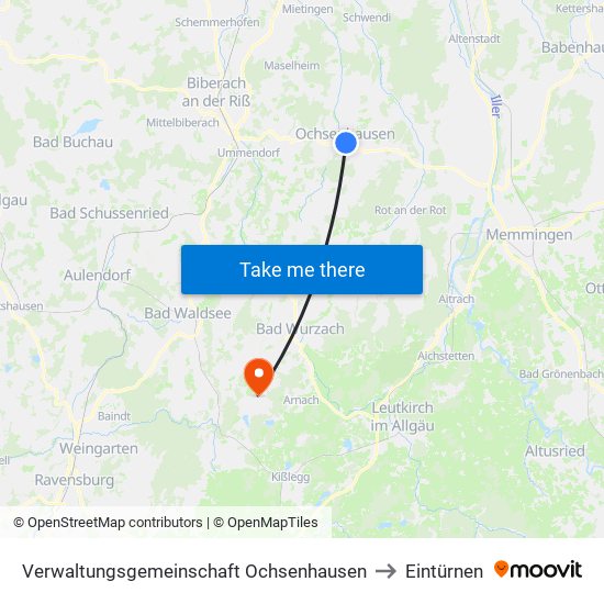 Verwaltungsgemeinschaft Ochsenhausen to Eintürnen map