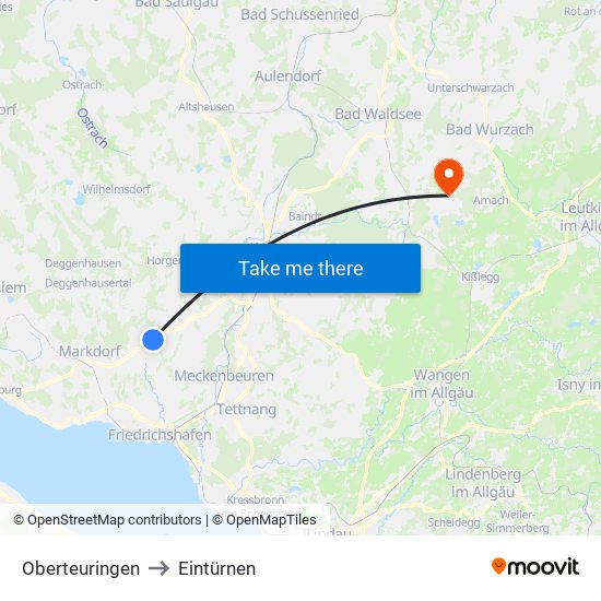Oberteuringen to Eintürnen map