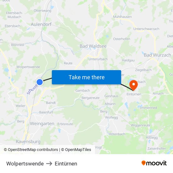 Wolpertswende to Eintürnen map